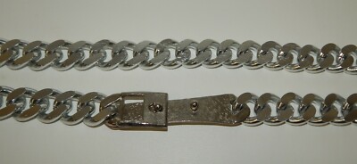 Vintage Chunky Silver Curb Link Chain Ladies Belt Large 36 