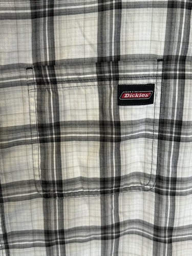 Dickies Camicia Uomo SS Tessuto Grigio/Nero Plaid Bottoni Lavoro Casual (XL 46 - 48) - Foto 2 di 7