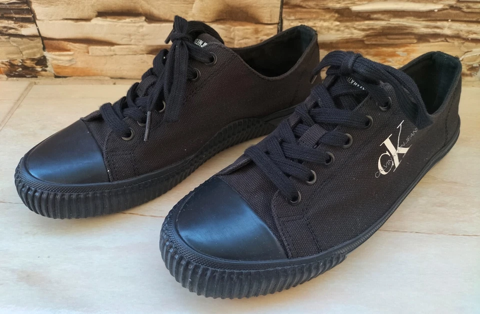 Calvin Klein Jeans Women's Flat Shoes Black Canvas Sneakers Size US 9.5 EUR 40 - Image 3 of 4