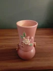 Vtg 1940s Roseville Art Pottery USA 381-6" Apple Blossom Flower Vase Pink