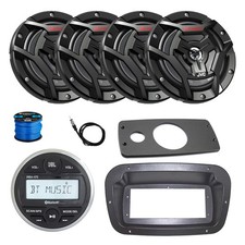 JBL Marine Radio, Spa Bezel, Adapter, Antenna, 4x 6.5" 150W Black Speaker w/Wire
