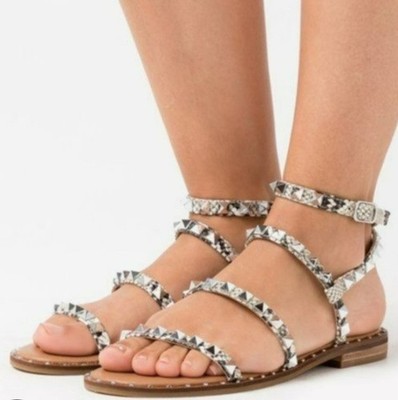 Nicole Miller NY Sandals Women 7.5 Tanny Animal Print Studded Spiked Gladiator