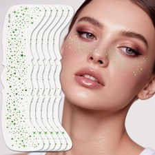 Wendy 10PCS Glitter Freckles Face Tattoo, Makeup Patches - One Size, Green