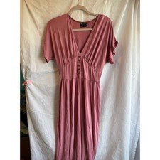 ASOS DESIGN Womens Dusty Rose Pink V-Neck Button Front Maxi Dress Size 6