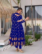Fashionable Blue Faux Georgette Salwar Kameez With Dupatta For Party Wear