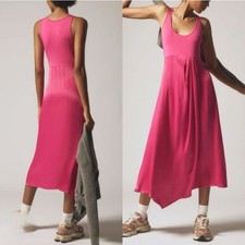 ANTHROPOLOGIE Pink Scoop Neck Asymmetrical Tank Midi Dress XS