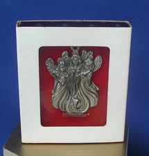 3 Angels Singing Pewter Wallace Silversmiths Xmas Ornament 2.5 in BOX