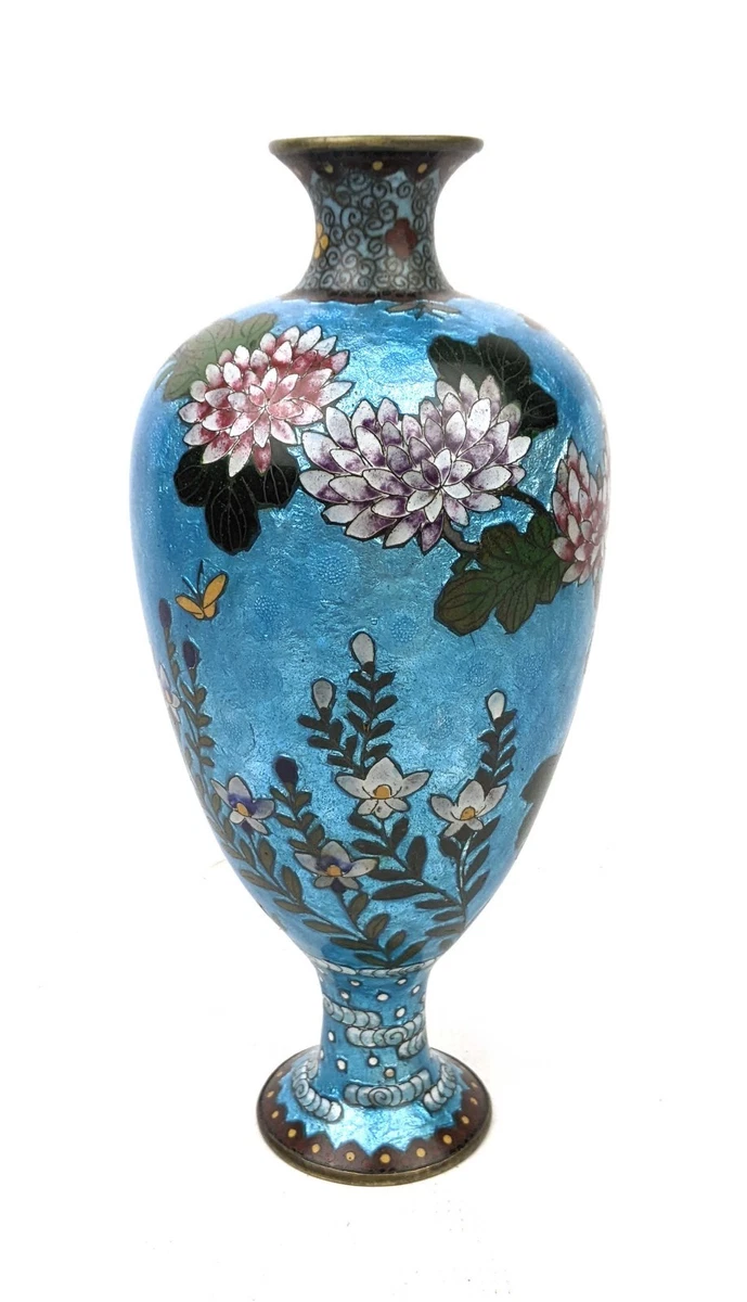 蓝色日本古董花瓶| eBay