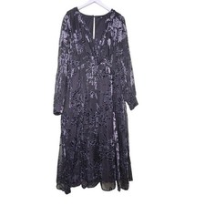 Torrid Velvet Burnout Dress Long Sleeve V-Neck Whimsigoth Goth Witchy Black 2X