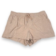 Athleta Farallon Heathered Shorts Womens 18 Cotton Beige Pink Pockets Drawstring