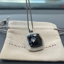David Yurman Sterling Silver 20mm Albion Pendant Black Onyx 18 inches Necklace