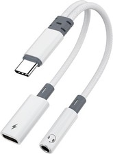 Vcddom USB C to 3.5mm Headphone and Charger Adapter, 2 in 1 USB C to Aux Audio J