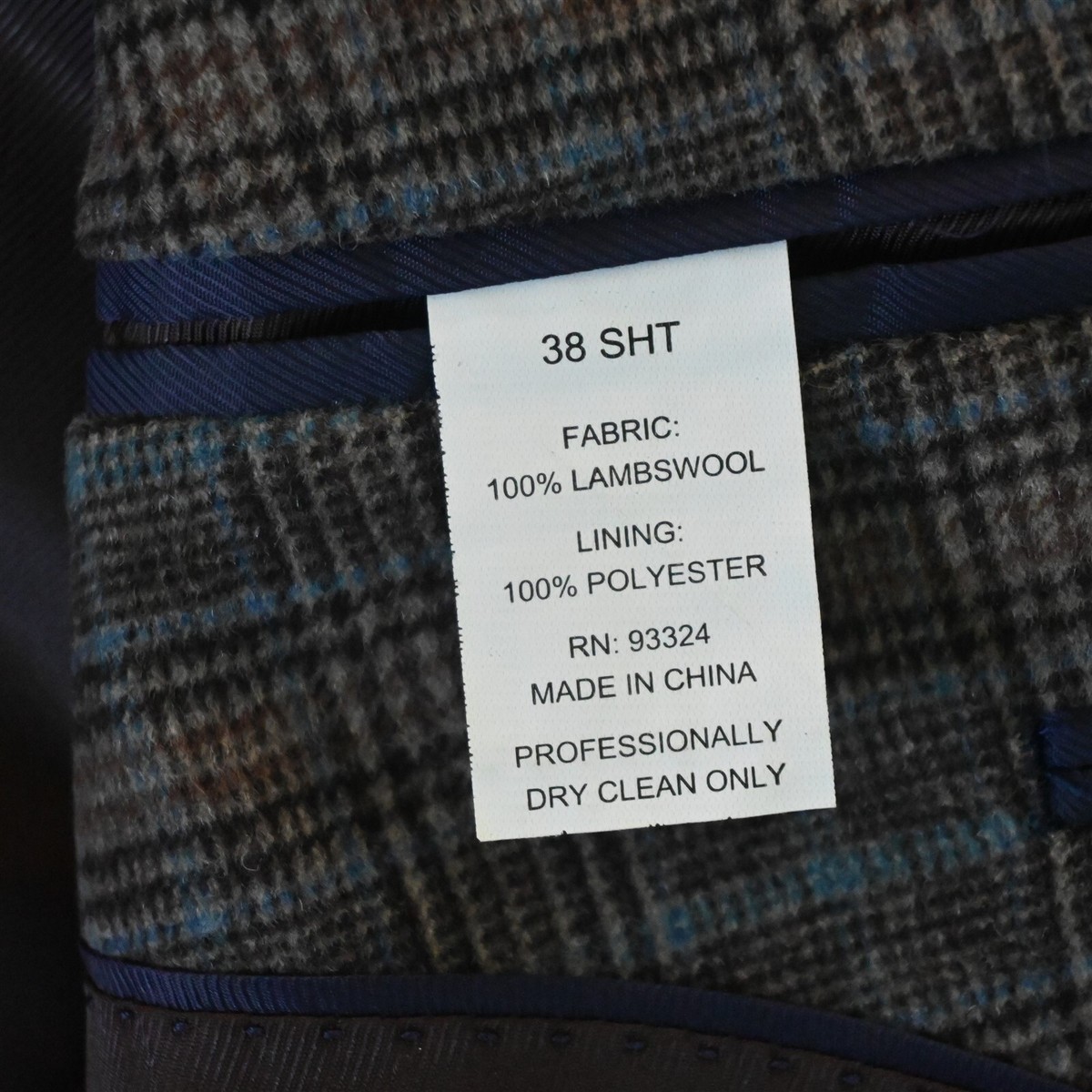 Adolfo 38S Brown Plaid Lambswool Flannel Mens Blazer Suit Jacket