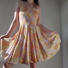 VTG Michael Hope Orange Abstract Print Dress 34 Pastel Knee Length Cottagecore