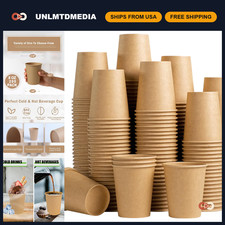 200 Pack 8 oz Brown Kraft Paper Coffee Cups - Eco-Friendly Disposable Drinkware