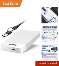 Sleek 1TB USB 3.0 External Hard Drive for PS4, PS5  PC   Lightweight  Portable