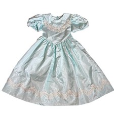 Vintage 1990s Jayne Copeland Blue Beaded Lace Dress