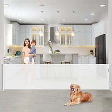 BINGGUZ 90" Extra Wide Baby Gate Retractable Baby Gates AKTDBG-901 - WHITE