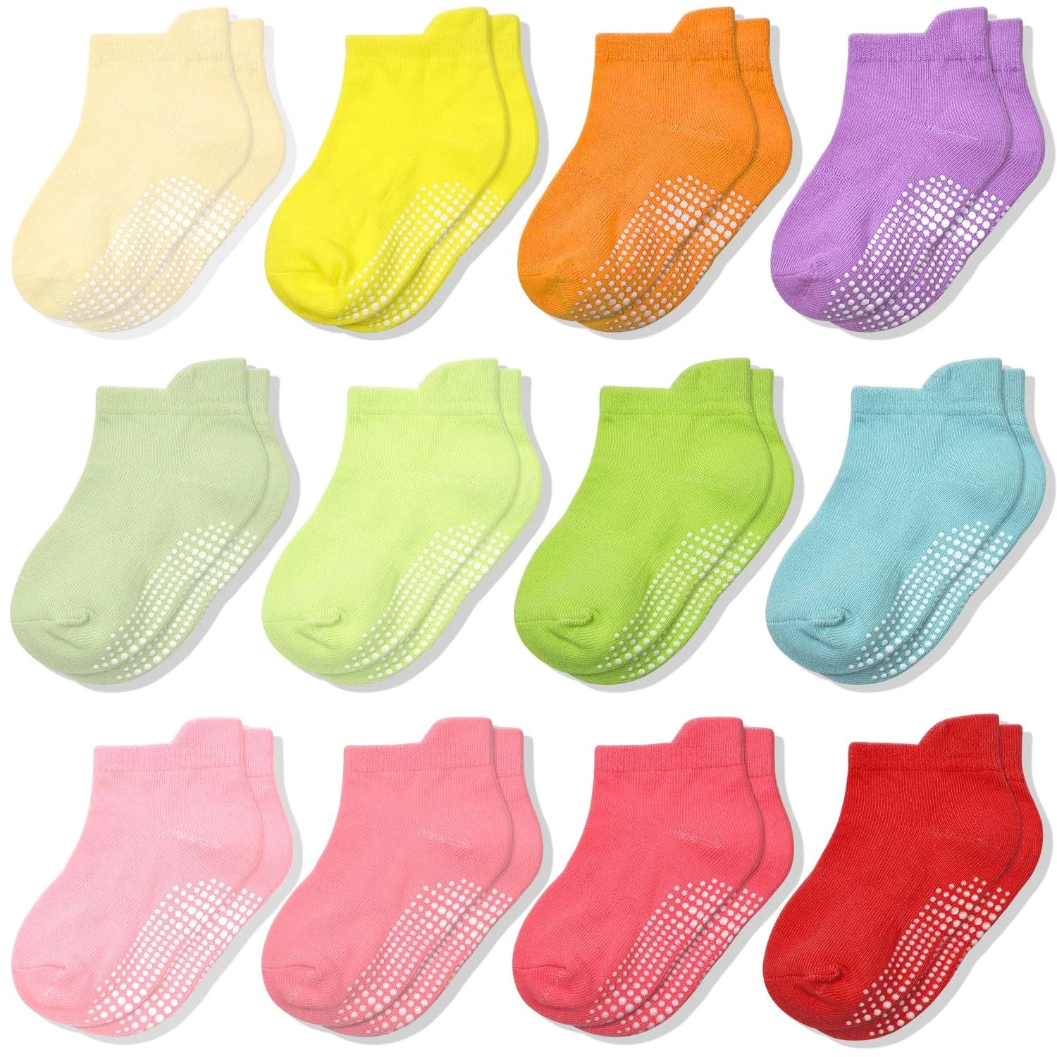 Non Slip Toddler Socks 12 Pairs Ankle Socks with Grips for 3-5 Years Toddlers...
