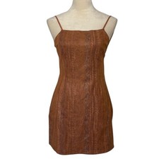NWOT Urban Outfitters Tan Faux Crocodile Strappy Mini Dress Small
