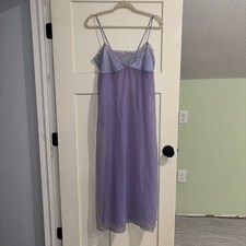 VTG Bradley Union Made Lavender Satin Chiffon Slip Dress Night Gown Women  s Sz S
