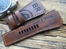 24mm handmade watch strap, Bell  Ross logo, Vintage, Brown