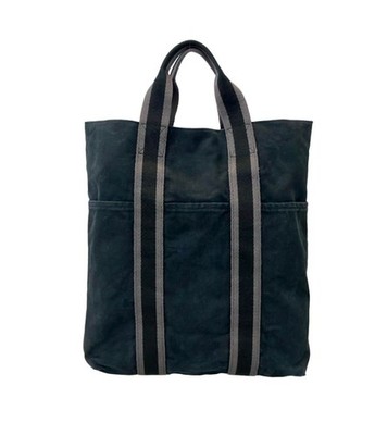HERMES Fourre Tout Cabas Tote Bag Canvas Black Auth Good Condition