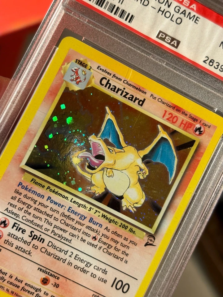2000 Pokemon #4 Charizard - Holo - Base II, NM-MT PSA 8 - "Swirl" - Image 3 of 3