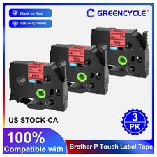 3PK Black on Red Tape Label Fit For Brother P-Touch TZ TZe 441 18mm 3/4" PT-E500