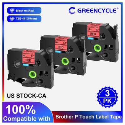 3PK Black on Red Tape Label Fit For Brother P-Touch TZ TZe 441 18mm 3/4'' PT-E500