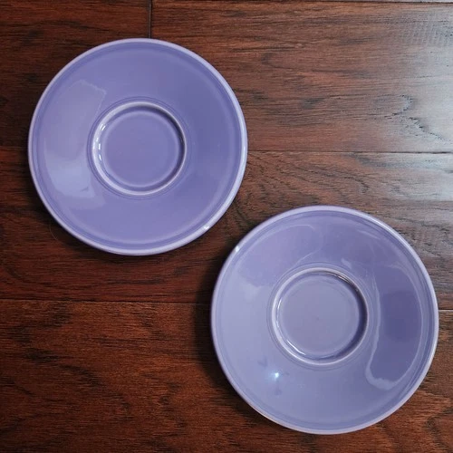 2 Fiesta Lilac Jumbo Saucer Vintage Fiestaware Retired HLC Purple *Flaws*