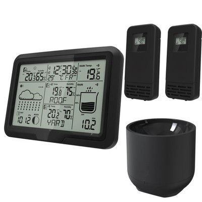 Miraval Design Funk-Wetterstation mit 2 benennbaren Sensoren + Regenmesser