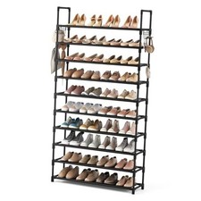 10 Tier Shoe Rack Tall Large Capacity 50 Pair Wide 32.3" Wide - 10 Tier Black