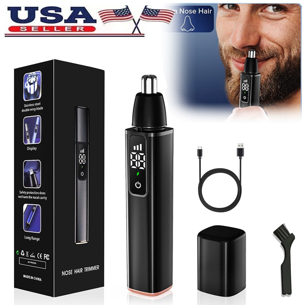 Men Ear and Nose Hair Trimmer LED Display USB Rechargeable N