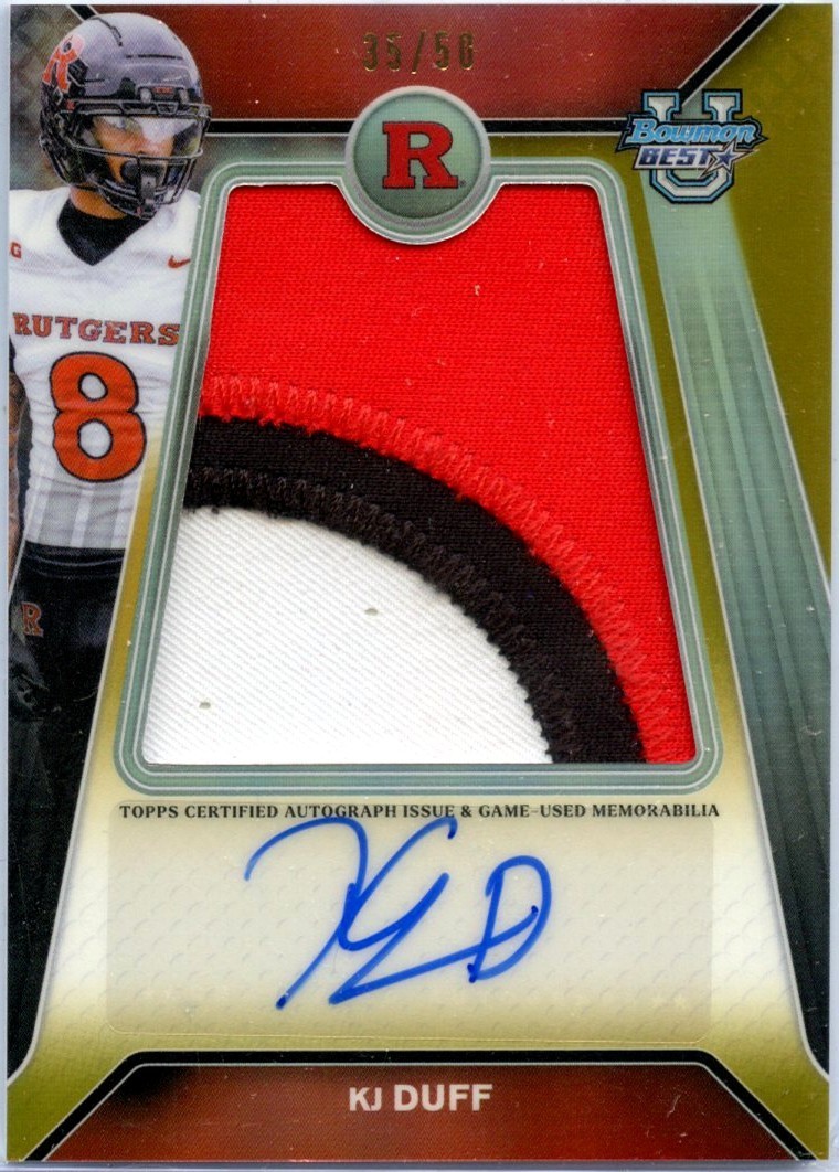KJ DUFF RC 2026 BOWMAN U BEST GOLD GAME USED ROOKIE PATCH AUTO SP 35/50