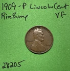 1909-P Lincoln Wheat Cent 1c Very Fine Penny VF Rim Bump See Pictures
