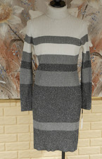 NWT SHARP CALVIN KLEIN SPARKLING STRIPED MEDIUM L/S BLENDED FABRIC SWEATER DRESS