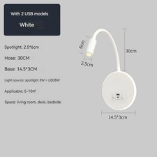 Image of AC 100-240V Modern LED Reading Wall Lamp, Gooseneck besides Lamp with 2.1A USB