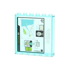 1x Lego Panele 1x6x5 transparent hell blau 'AGENT PHOENIX' Landkarte 59349pb137