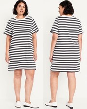 Old Navy Women's Vintage Crew-Neck Mini T-Shirt Dress Charcoal Stripe Size XL