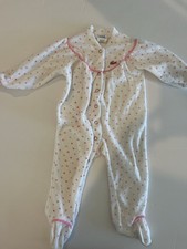 Vintage Lacoste Sleeper Girl Baby Large One Piece Pink White Patterned Collared