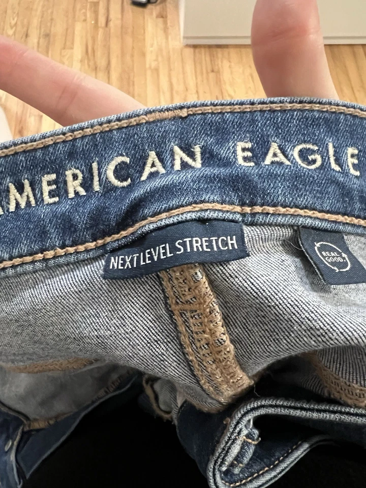 Pantalones de mezclilla para mujer American Eagle Outfitters Next Level ajustados azules talla 16 regulares Foto 3 de 4