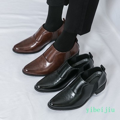 Men's Leather Dress Shoes Mid Heel Cocktail Evening Wedding Loafers Business Man
