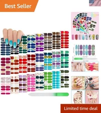 336 Pieces 24 Sheets Full Wrap Nail Polish Strips Stickers Self Adhesive Gel ...