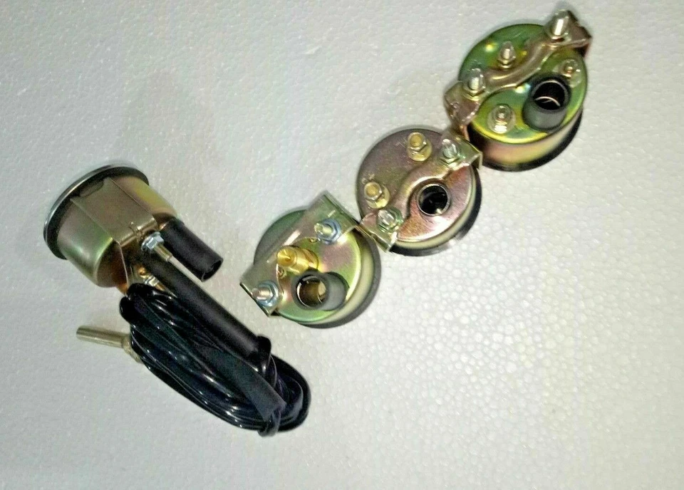 Willys MB Jeep GPW Ford CJ2A CJ3A Gauges Kit Temperature Oil Fuel Ampere BLACK - Image 3 of 4