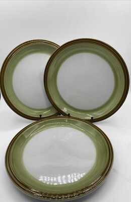 Vintage Denby Rochester Dinner Plates England  Set Of 3 Green And Brown