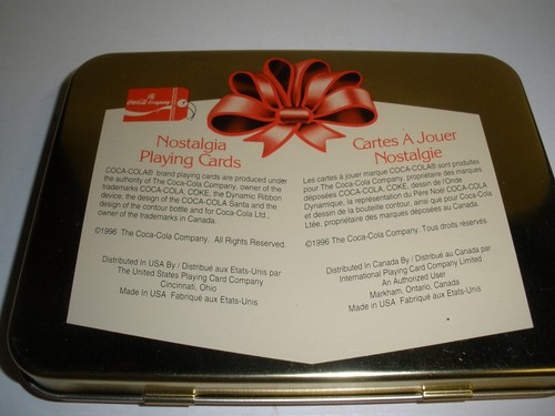 NEW COCA-COLA NOSTALGIA "SANTA 2 PLAYING CARDS COLLECTIBLE CHRISTMAS TIN-1996 - Picture 4 of 4