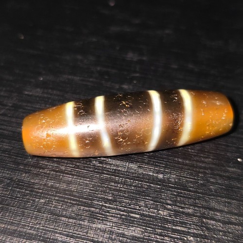 AA Very Unique Stripes Pattern Old Himalayan Indo Tibetan Dzi Agate Bead - Picture 10 of 12