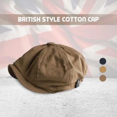 MARKENLOS Men Vintage Painter Beret Hat Cotton Linen Flat Hat Summer Octagonal Newsboy Cap