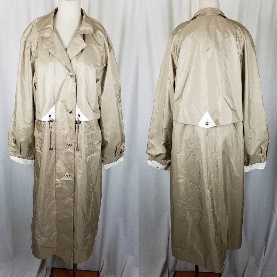 Trench coat feminino Essentials Worthington brilho cinch capa chuva 12 anos 80 bronzeado